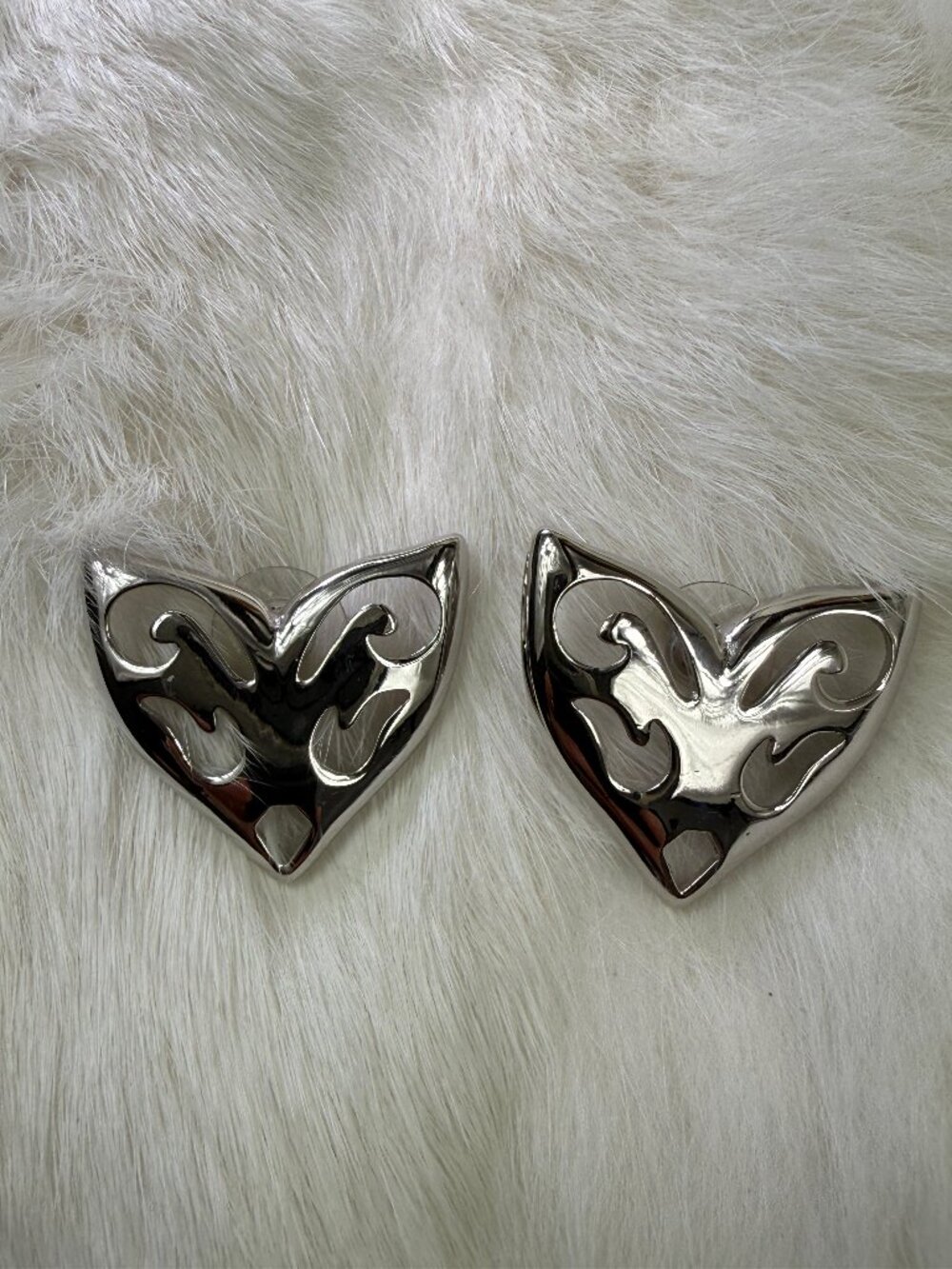 Vintage Monet Silver Tone Open Wing Shaped Clip-On Earrings